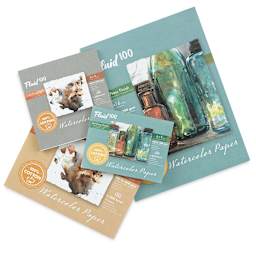 Fluid 100 Watercolor Paper Blocks - Top view of a stack of assorted Watercolor paper blocks