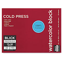 Blick Premier Watercolor Block - 12" x 16", Cold Press, 140 lb, 20 Sheets