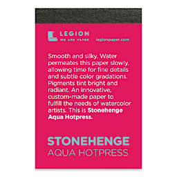 Legion Stonehenge Aqua Watercolor Block - Hot Press, 12" x 16", 15 Sheets - back