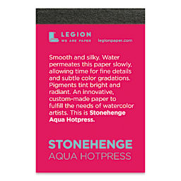 Legion Stonehenge Aqua Watercolor Block - Hot Press, 9" x 12", 15 sheets