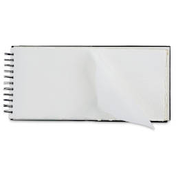 Indigo Artpapers Watercolor Hard Cover WiroPad - 6" x 12", pad flipped open