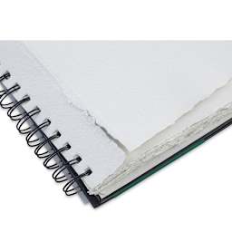 Indigo Artpapers Watercolor Hard Cover WiroPad - 6" x 12", page being torn from pad