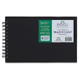 Indigo Artpapers Watercolor Hard Cover WiroPad - 6" x 9", front cover of landscape pad