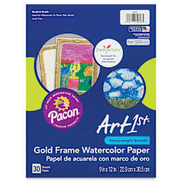 Pacon Art1st Gold Frame Watercolor Paper - Front of 9" x 12" package