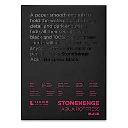 Legion Stonehenge Aqua Black Watercolor Paper Pad - 9" x 12", Hot Press, 15 Sheets (front cover)