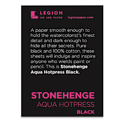 Legion Stonehenge Aqua Black Watercolor Paper Pad - 2-1/2" x 3-3/4", Hot Press, 10 Sheets