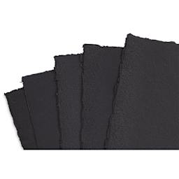 Shizen Black Watercolor Paper - 12" x 18", Hot Press/Smooth, 5 Sheet Pkg