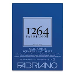 Fabriano 1264 Watercolor Pad, 9" x 12", Glue Bound, 30 Sheets, Portrait