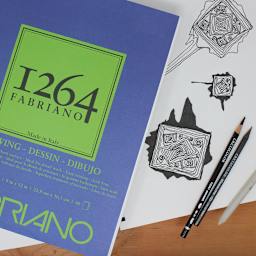 Fabriano 1264 Drawing Pad, 9 inx12 in, 90 lb, 40 Sheets, 100% Alpha-Cellulose, Drawing & Illustration