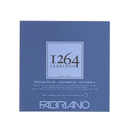 Fabriano 1264 Watercolor Pad, Glue Bound, 8”x8”, 140 lb, 30 Sheets, 100% Alpha-Cellulose, Wet Media