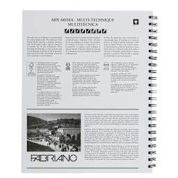 Fabriano 1264 Mixed Media Pad, 9”x12”, 120 lb, 40 Sheets, 100% Alpha-Cellulose, Dry & Wet Mediums