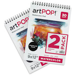 artPOP! Watercolor Spiral Bound Pads - 9" x 12", 30 sheets, Pkg of 2