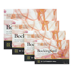 Bockingford Watercolor Gluebound Pads, Hot Press in a variety of sizes.