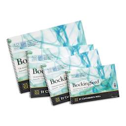 Bockingford Spiral Bound Watercolor Pads, Cold Press in a variety of sizes.