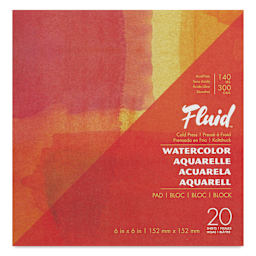 Fluid Watercolor Pad - 6" x 6", Cold Press, 20 Sheets, front of pad