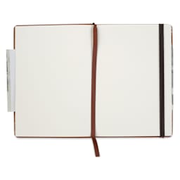 Etchr The Perfect Sketchbooks Signature Series - Tan cover, Cold Press, opened showing bookmark