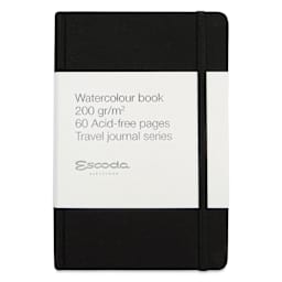Escoda Watercolor Travel Journal - 5.5" x 8.26", front cover with packaging label