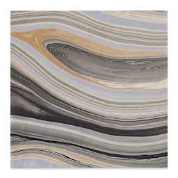 Black Ink Thai Marbled Mulberry Papers - Closeup of Black/Gold/Silver marbled paper