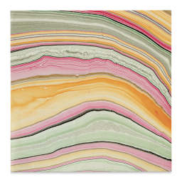 Black Ink Thai Marbled Mulberry Paper - 12" x 12", Turquoise/Apricot/Raspberry