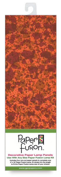 Paper Fusion Decorative Paper Lamp Panels - Orange Splatter pattern in package