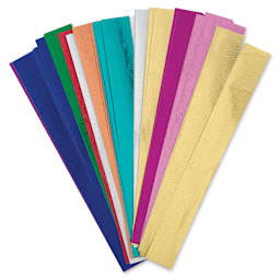 Hygloss Chain Strips - Pre-Cut Embossed Metallic strips shown in fan
