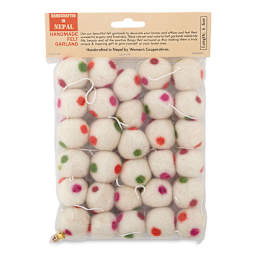 Giftsland Felt Pom Pom Garlands - Front of Cream Color with Dots Pom Pom Package
