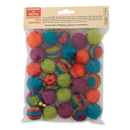 Giftsland Felt Pom Pom Garlands - Front of large Multi-Color Pom Pom Package