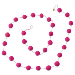 Giftsland Felt Pom Pom Garlands - Garland of large Hot Pink Pom Poms