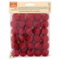 Giftsland Felt Pom Pom Garlands - Front of Red Pom Pom Package