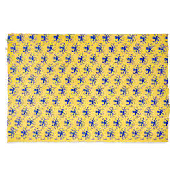 Aitoh Octopus Print Lokta Papers - Blue on Yellow, 19-1/2" x 29-1/2"