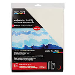 Crescent Watercolor Board - 8" x 10", Pkg of 3, front of the pack