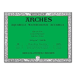 Arches Watercolor Block - 9" x 12", Cold Press, 20 Sheets