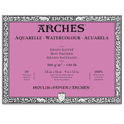 Arches Watercolor Block - 9" x 12", Hot Press, 20 Sheets