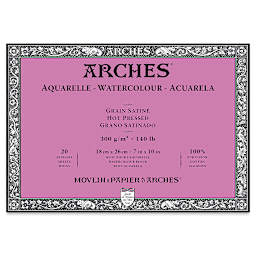 Arches Watercolor Block - 7" x 10", Hot Press, 20 Sheets
