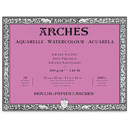 Arches Watercolor Block - 12" x 16", Hot Press, 20 Sheets