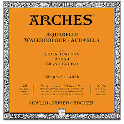Arches Watercolor Block - 7.9"x 7.9", Rough, 140 lb, 20 Sheets