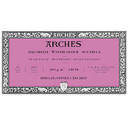 Arches Watercolor Block - 5.9" x 11.8", Hot Press, 140 lb, 20 sheets