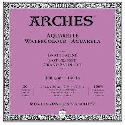 Arches Watercolor Block -7.9" x 7.9", Hot Press, 140 lb, 20 Sheets