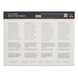 Saunders Waterford Watercolor Block - 12" x 16", Hot Press, 140 lb, 20 Sheets (back cover)