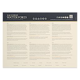Saunders Waterford Watercolor Blocks - Back cover of 20 sheet Cold Press Block
