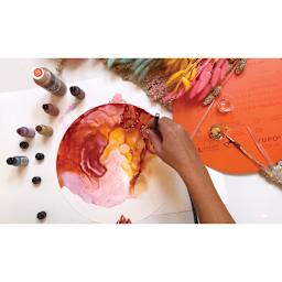 Legion Yupo Round Watercolor Paper - Alcohol artwork in progress by Hannah Rose