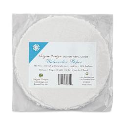 Shizen Professional Watercolor Paper - 8", Round Deckle Edge, Hot Press, 10 Sheets