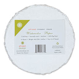 Shizen Watercolor Paper - 8", Round Deckle Edge, Cold Press/Rough, 10 Sheets