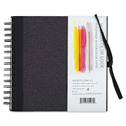 Shizen Watercolor Journals - Front view of 8" x 8" Hot Press Journal with black cover