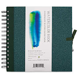 Shizen Watercolor Journals - Front view of 8" x 8" Rough Journal with green cover