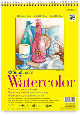 Strathmore 300 Series Student Watercolor Pads - Front view of Spiral bound Pad