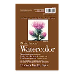 Strathmore 400 Series Watercolor Paper Pad - 5-1/2'' x 8-1/2'', Tape Bound, 12 Sheets