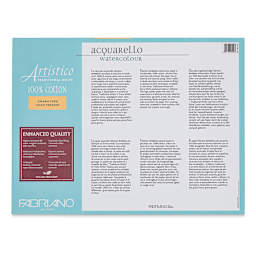 Fabriano Artistico Enhanced Watercolor Block - Traditional White, Cold Press, 12" x 16" (back)