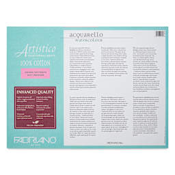 Fabriano Artistico Enhanced Watercolor Block - Traditional White, Hot Press, 9" x 12", back cover