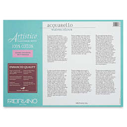 Fabriano Artistico Enhanced Watercolor Block - Traditional White, Hot Press, 10" x 14" (back)